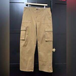 Soulmate Women's Tan Wide Leg Cargo Pants Scandi Girl Cabincore size 12 or 40 eu